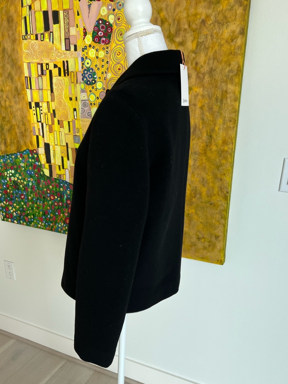 Quince Women Wool Cashmere Short Coat Black Outerwear Size M - Picture 8 of 10